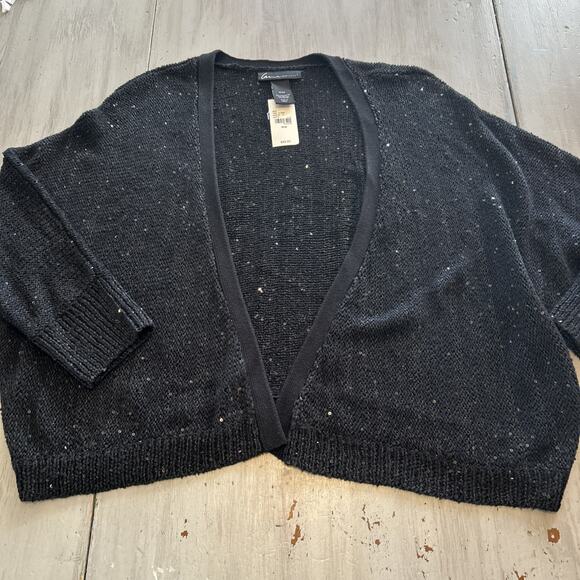 NWT Lane Bryant Sequin Shimmer Open Front Cardigan Sweater 3/4 Sleeve 18/20 - Picture 1 of 6